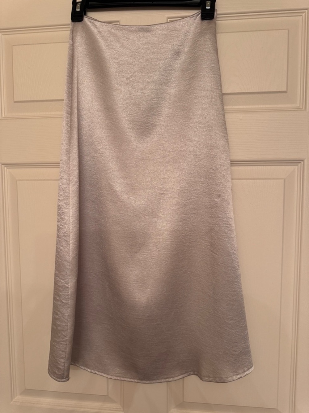 Zara Silver Satin A-Line Midi Skirt - Picture 1 of 11